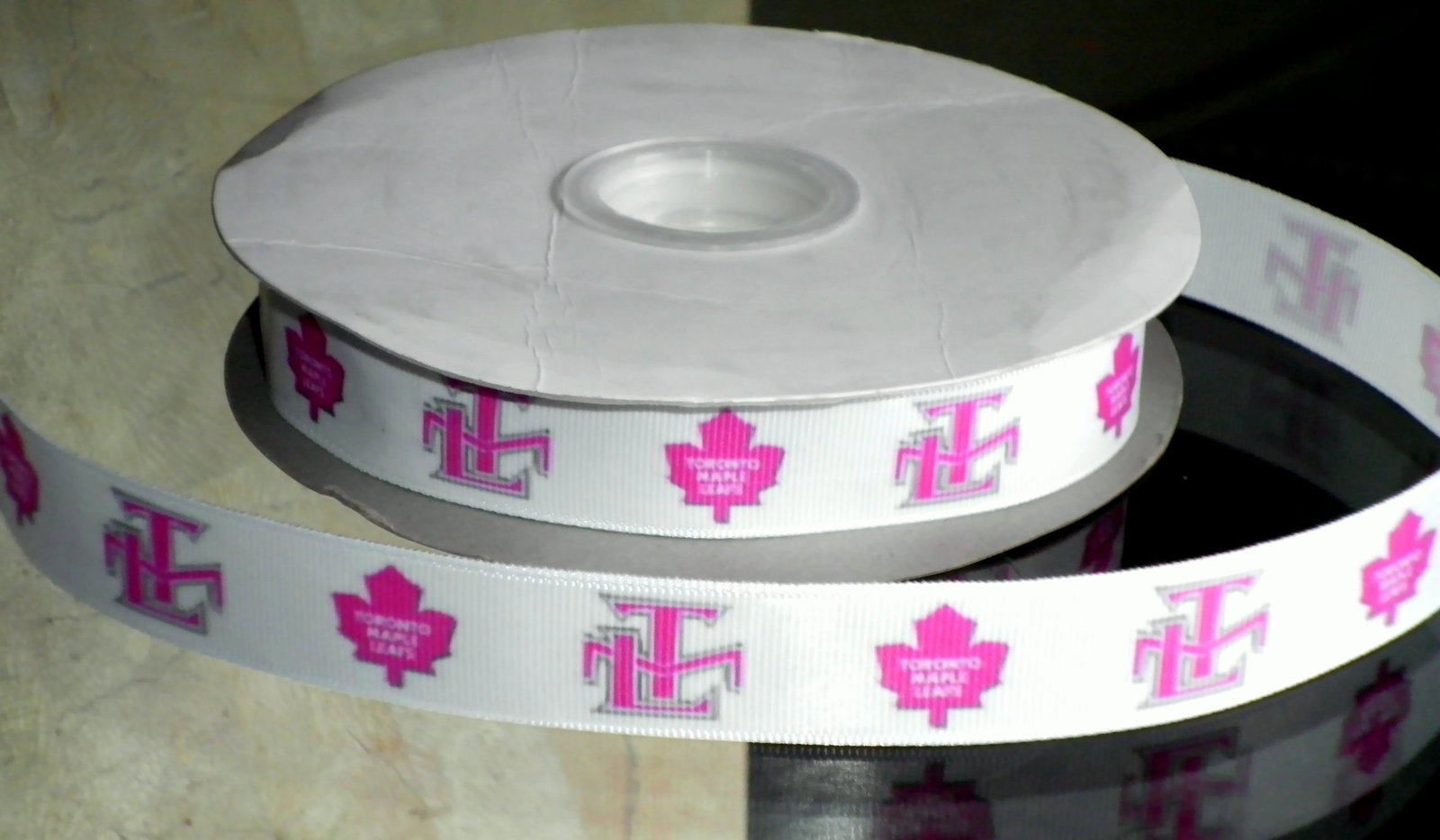Toronto Maple Leafs Inspired PINK logo Grosgrain Ribbon