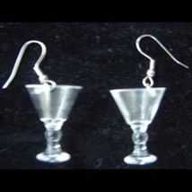 Martini Cosmo Glass Earrings Bar Drink Party Liquor Novelty Funky Jewelry Mini - £4.77 GBP