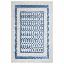 5&#39; X 7&#39; Navy Blue Geometric Dhurrie Area Rug - £109.99 GBP