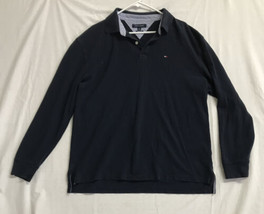 Tommy Hilfiger Long Sleeve Polo Shirt - Size XL Navy Blue Classic Fit - £15.82 GBP