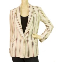 Maje Off White Ecru Striped single button Cotton Summer Blazer jacket si... - $148.50