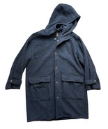 Eddie Bauer Gray Wool Long Trench Coat Mens M Collar Hood Overcoat USA