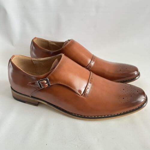 Signature UV Mens Size 10M Brown Monkstrp Wingtip Design Flat Sole Dress... - $29.94