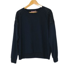 Gloria Vanderbilt Womens size Medium Lace Crewneck Pullover Sweatshirt Top Black - £17.68 GBP