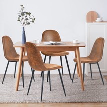 Dreamlify Dining Chairs Set Of 4 - Mid Century Modern Side Chair, Rustic Brown. - £192.55 GBP