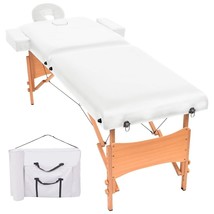 vidaXL 2-Zone Folding Massage Table 3.9ft Thick White Professional Grade - $278.49