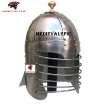 Medieval Epic Knight wearable steel Armor Helmet Brass Wing with cotton liner - £121.65 GBP