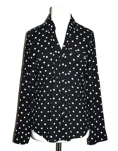 EXPRESS Size Small Black &amp; White Polka Dot Portofino Blouse Button Front... - £17.62 GBP