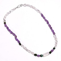 Natural Amethyst Crystal Gemstone Mix Shape Smooth Beads Necklace 17&quot; UB-6745 - £8.62 GBP