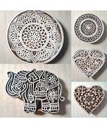 Large Wooden Handmade Printing Stamp Block Decorative Textiles Crafts Ta... - $16.00