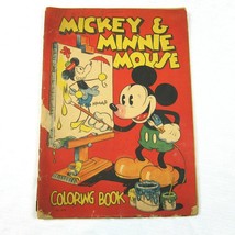 Vintage 1933 Mickey &amp; Minnie Mouse Oversize Coloring Book Saafield #979 RARE - £78.21 GBP