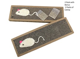 2 pack Cat Scratching Pad Scratch Cardboard 2 Catnip Bags Scratcher Lounge - £10.27 GBP