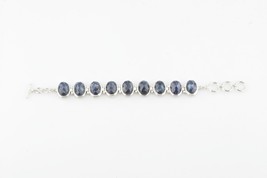 Éblouissant à Facettes Brut Saphir Argent Sterling Bracelet Bascule, Tai... - $7,434.44 MXN