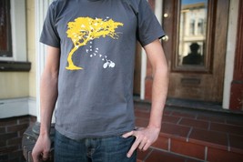 Mens birds bicycle and tree t shirt- american apparel asphalt gray- available in - £18.38 GBP