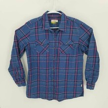 Magellan Mens Button Front Shirt Blue Windowpane Flap Pockets Classic Fit XL - £10.09 GBP