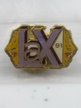 RARE Vintage LaX 91 Purple White Gold Tone Lions Club Pin - £12.01 GBP