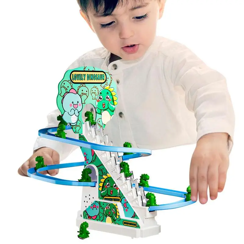 Climbing Stairs Toy Mini Dinosaur Slide Toy Electric Track With Light And Music - £17.69 GBP+