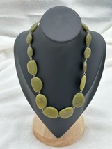 Moss Agate Flat Faceted Stones 16” W/2 1/2” Ext Good Condition Necklace Cold - £22.40 GBP