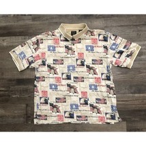 Cotton Traders Mens Large USA All Over Print Short Sleeve Polo Shirt - $20.36