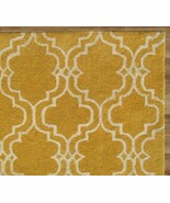 SCROLL TILE LEMON YELLOW 6&#39; x 9&#39; HANDMADE  PERSIAN  STYLE 100% WOOL AREA... - $650.64 CAD