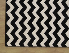 Chevron Zig Zag Black 5&#39; x 8&#39; Handmade Persian Style 100% Wool Area Rug - £296.57 GBP