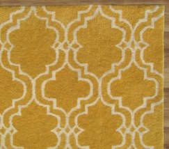 Scroll Tile Lemon Yellow 8&#39; X 10&#39; Handmade  Persian  Style 100% Wool Area Rug - £469.95 GBP