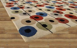 Soho Circle Dots 8&#39; X 10&#39; Beige Multi Persian Style Handmade 100%Wool Area Rug - £478.72 GBP