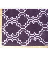 FRENCH ACCENT SCROLL TILE PURPLE 9X12 HANDMADE PERSIAN STYLE WOOL AREA RUG - £630.75 GBP