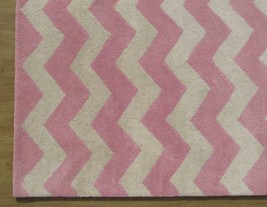 Chevron ZigZag Pink 5&#39; x 8&#39; Handmade Persian Style 100% Wool Area Rug - £294.96 GBP