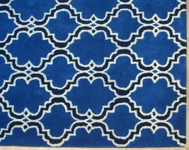 French Accent Scroll Tile Indigo 5 X8 Handmade Persian Style Woolen Area Rug - £297.35 GBP