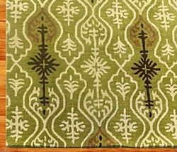 Ikat Links Green 9&#39; X 12&#39; Handmade Persian Style 100% Woolarea Rug - £616.27 GBP