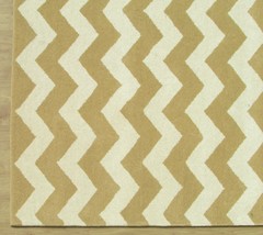 Chevron Zig Zag Taupe Wheat 3&#39; x 5&#39; Handmade Transitional Woolen Area Ru... - $209.00