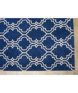 FRENCH ACCENT SCROLL TILE BLUE 5&#39; x 8&#39; HANDMADE PERSIAN STYLE 100% WOOL ... - $501.23 CAD