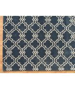 Moroccan Scroll Tile Carbon Blue 9' x 12' Handmade Persian Style Wool Area Rug - £637.21 GBP