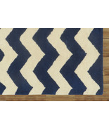 Chevron Zig Zag Blue 9&#39; x 12&#39; Handmade Persian Style 100% Woolen Area Ru... - $1,086.08 CAD