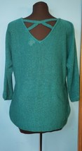 CHICO&#39;S Womens Sweater Criss Cross Back 3/4 Sleeves Teal Green Chicos Sz 0 Small - £15.69 GBP