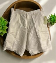 Cubavera Cargo Shorts Mens Size 34 White Natural Linen Blend Pockets NEW - $500.06 MXN