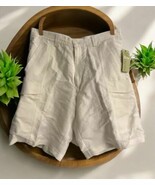 Cubavera Cargo Shorts Mens Size 34 White Natural Linen Blend Pockets NEW - $501.07 MXN