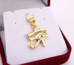 Egyptian white eye of Horus 18k gold necklace Pharaonic handmade necklac... - $213.46+