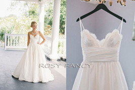 Rosyfancy Spaghetti Straps V-neck Lace And Taffeta Bridal Ball Gown WDS003 - £251.75 GBP