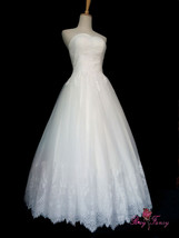 Rosyfancy Custom designed Lace Applique Waist And Hem A-line Wedding Dress CD001 - £320.78 GBP