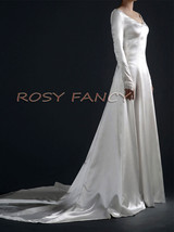 Rosyfancy Long Sleeves Satin A-line Gown, Inspired By Bella&#39;s Wedding Dress - $375.00