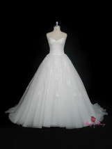 Rosyfancy Sweetheart Lace Appliques Organza Wedding Dress Bridal Ball Gown WD038 - £277.47 GBP