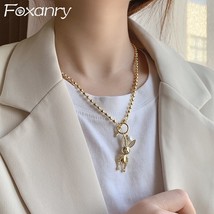 FOXANRY Silver Color Sweater Necklace for Women New Fashion Elegant Cute Rabbit  - £13.00 GBP