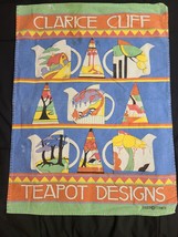 Clarice Cliff Teapot Design Tee Towel 18.5” x 24.5” Past Times Linen Vintage - £14.06 GBP