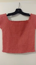 Derek Heart Juniors Cotton Blend Smocked Off the Shoulder Ruffle Crop To... - £5.89 GBP