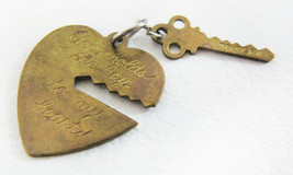 Vitage Brass &quot;God Holds The Key To My Heart&quot; Charm - $12.86