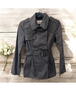NWT Jack BB Dakota Trench Coat Womens  Long Jacket Lined Charcoal Grey - $36.62