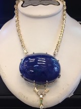 Gigantic Huge 229 ct cabochon Blue Tanzanite 3 ct Diamond &amp; 14k gold necklace - £52,229.91 GBP