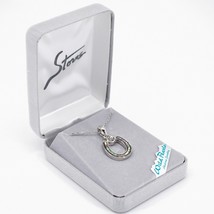 Storrs Wild Pearle Abalone Shell Lucky Horseshoe Pendant &amp; Silver Tone Necklace - £14.23 GBP